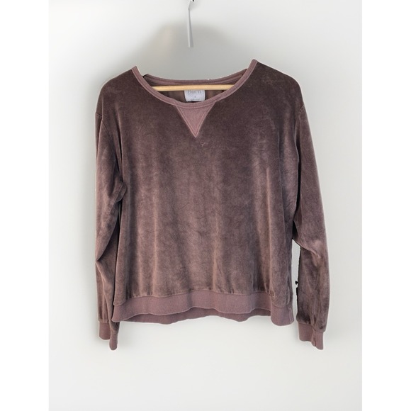 Born Tops - Born Women's M Soft Chocolate Brown Velour Long Sleeve Pullover Top